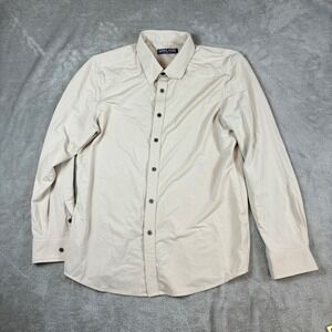 PJ Paul Jones Shirt Mens M Button Down Long Sleeve Textured Tan Beige Stretch